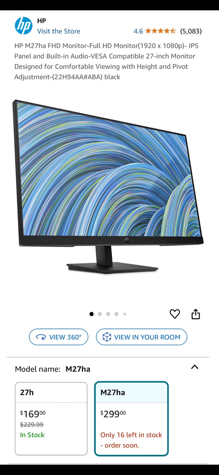 HP M27ha FHD monitors (2)