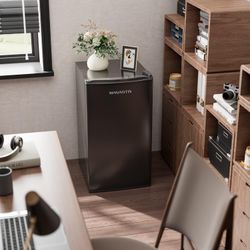 New Mini Refrigerator with Freezer, 3.2 Cubic Feet, Small Single Door Refrigerator, Energy Efficient, Low Noise, Mini Fridge for Dorm and Office, Pian