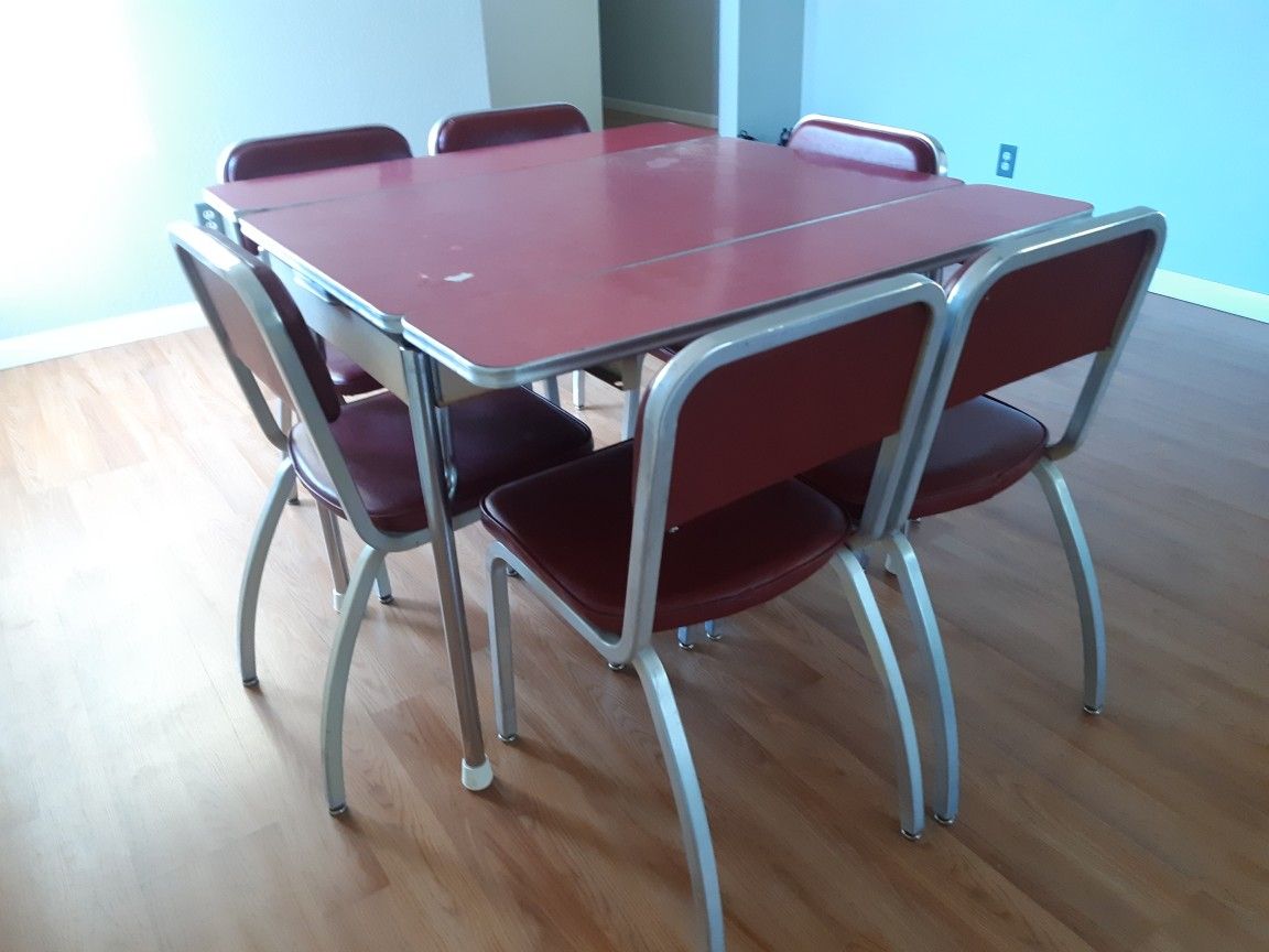 Vintage Retro Early 50s Mid Century Fomica Dining Table 6 Chairs MCM