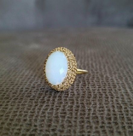 Zey Zey Faceted Opaque Moonstone Ring