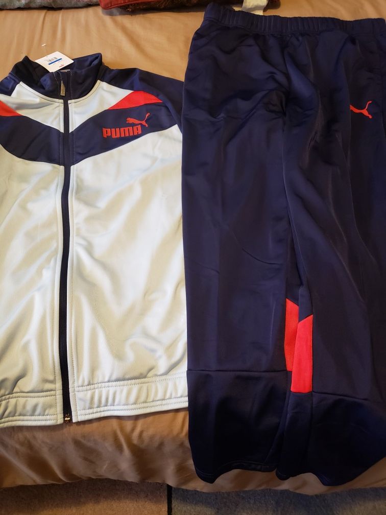 Puma Track Suit - light blue, navy blue and red