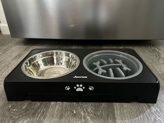 Jovrun Elevated Dog Bowls for Medium Large Size Dogs, Non-Slip Dog Feeder with Stainless Steel Dishes, 5 Heights Adjustable Raised Bowls to 3.15″-8.66