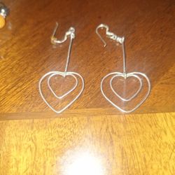 Heart inside a Heart Dangle Earrings 925 Sterling Silver