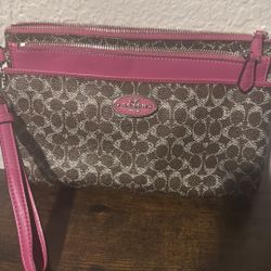 Coach Brown signature pop up pouch large wristlet