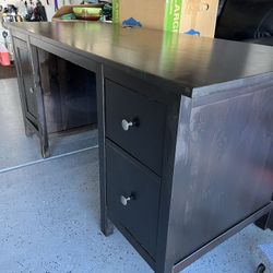 Black Desk w/cabinet And File Drawer - Pine