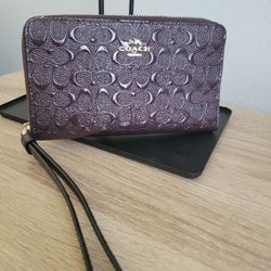 Coach Embossed Leather Wallet/Wristlet 