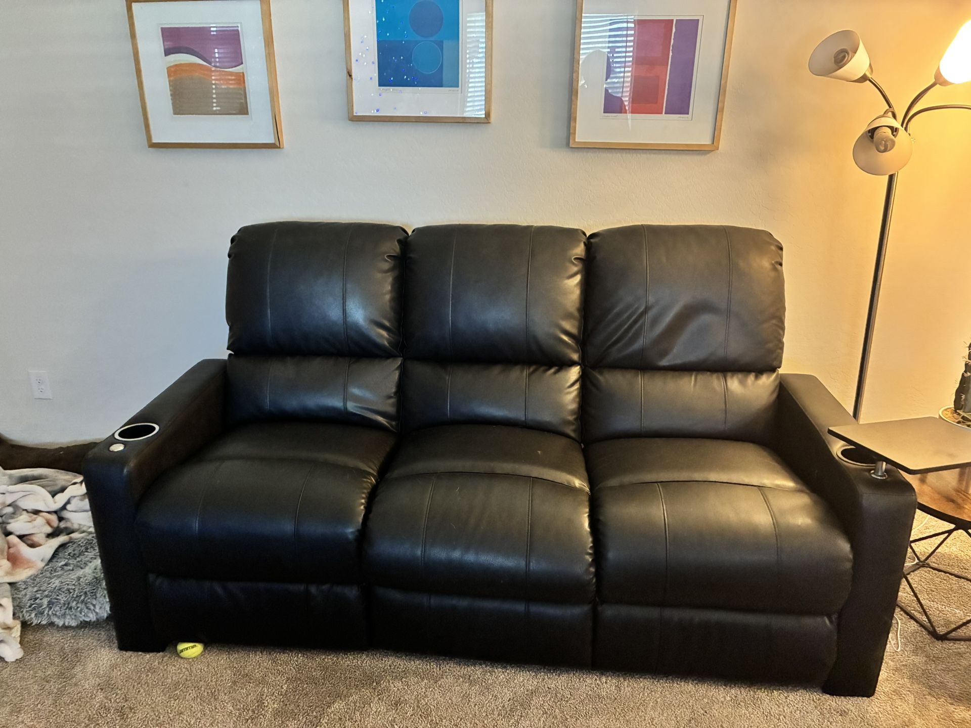 Couch With Manual Recliners X 3
