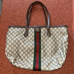 Gucci Ophidia Large Tote Bag Beige And Dark Brown GG SUPREME
