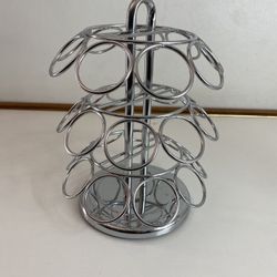Coffee Keurig Cup Pod Holder K-cup Metal Silver Carousel Holds 27 K-cups CHROME
