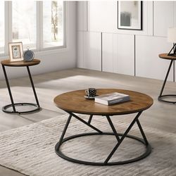 Coffee table set 3 pc Natural and BLack finish, New Especial price