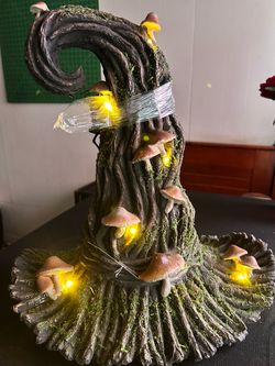 NWT Hallows Eve LED Light Up Mushroom Tree Witch Hat