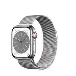 Apple Watch Series 8 [GPS + Cellular 41mm] Smart Watch w/Silver Stainless Steel Case w/ Silver Milanese Loop
