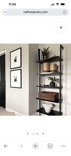 5 Shelf Ladder Bookshelf Black