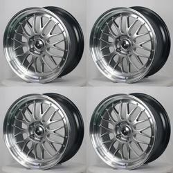 4X New Staggered Set 19 x 8.5/9.5 BBS LM Style Wheels Rims 5x120 ET:35/38 CB:72.6 Gray Machined Lip For F30 F32 E90 E92 E60