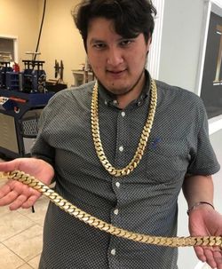 20mm Cuban Link Set 14K Gold Plated Does Not Loses Color