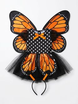 Kids Monarch Butterfly Halloween Costume Set(size 2-3T)