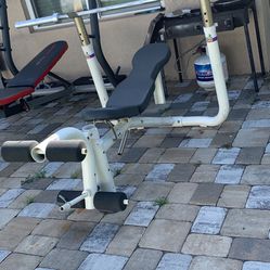 Olympic Adjustable Bench And Rack Combo With Barbell And 100 Pounds Of Weights Plates 