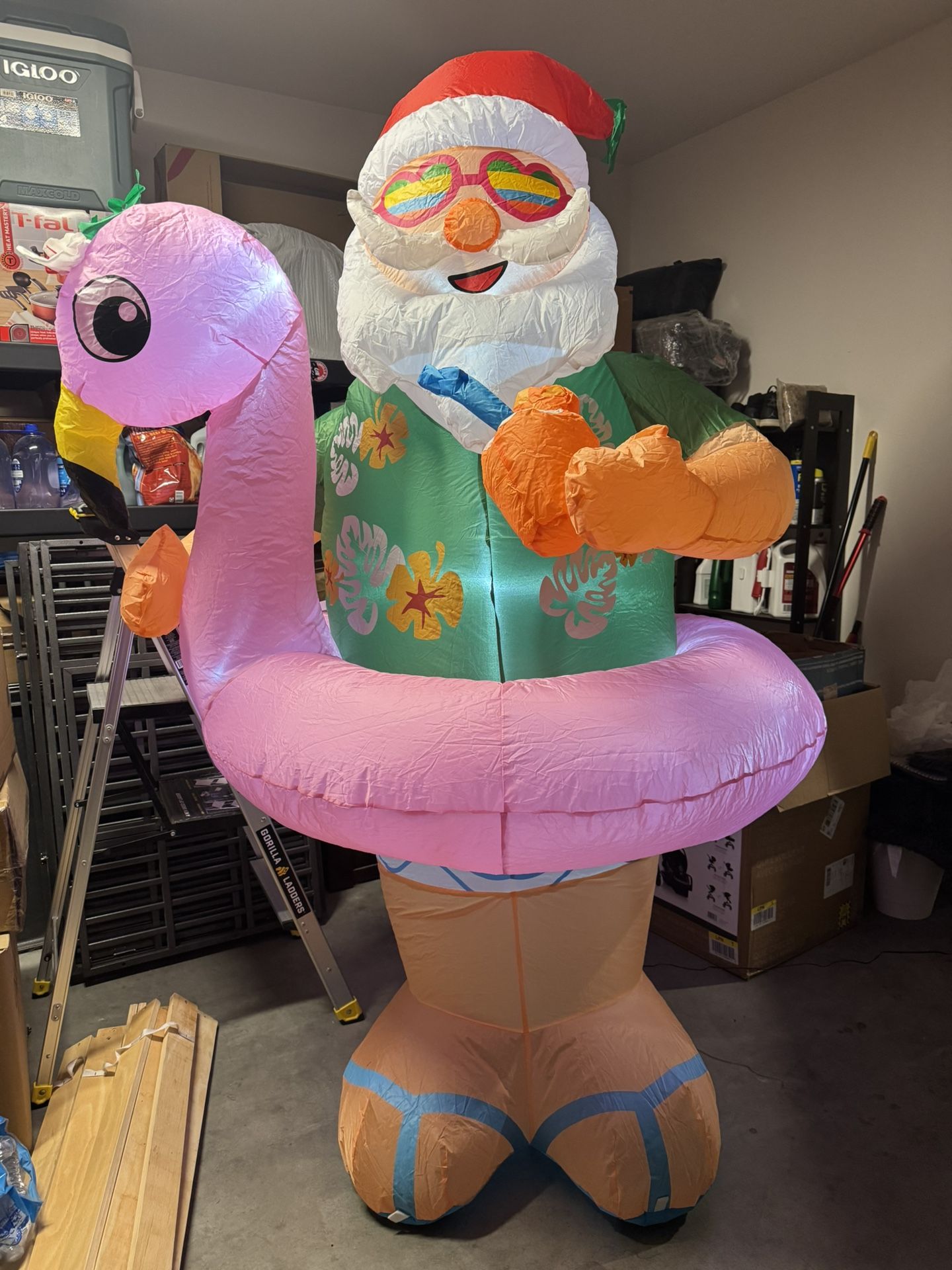 Giant Out Door Yard Christmas Decor Holiday Decor Santa Flamingo Inflatable