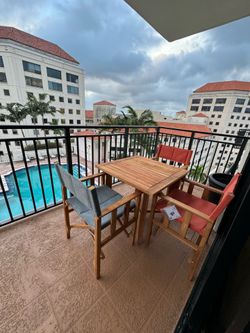 Lifestyle garden - TEAK - balcony set - padded water repellent seat and back - folding table 31” square