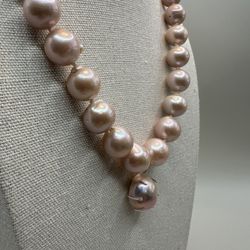 Big Mauve Pink Pearl Necklace, Mabe Pearl Pendant, 925 Sterling Silver, Large Baroque Pearls, Handmade Statement Jewelry, Natural Color