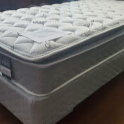 New Bamboo Pillowtop Mattress With Box And Frame