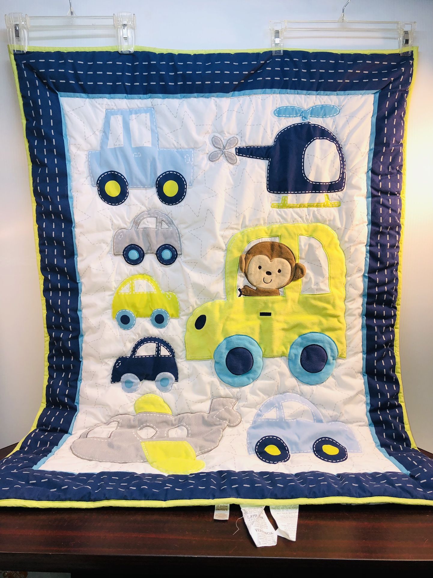 Baby Blanket Monkey Car Plane Vehicles  Comforter Quilt CARTER'S Child of Mine