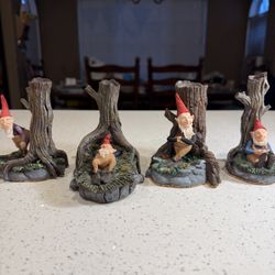 Vintage Tom Clark Woodspirits Gnomes Set of 4 – Lucky, Slick, Lazy, Sneaky – 1987