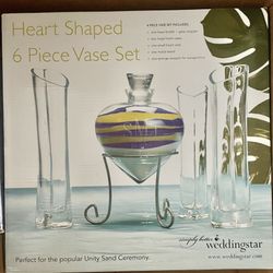 Heart Shaped Unity Sand Ceremony Set & Gold, Blue And White Sand