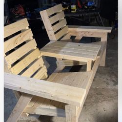 Double Seat Wood Bench 