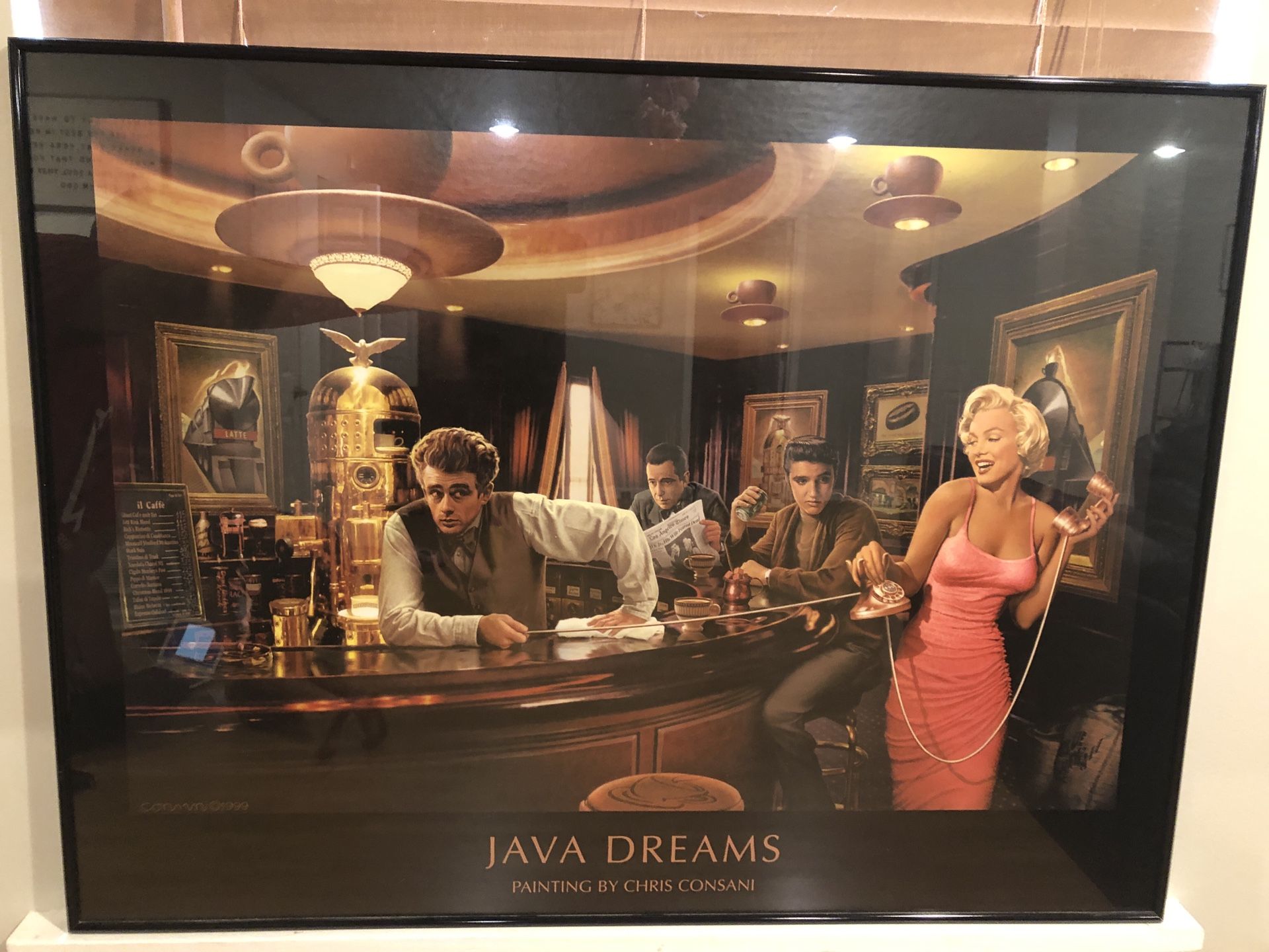 Java Dreams Framed Wall Art (Marilyn Monroe, Elvis, James Dean, Humphrey Bogart) By Chris Consani