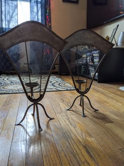 Fireplace/floor standing candle holders/glass