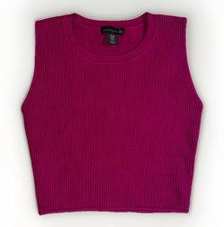 House of Harlow 1960 Luxe Essentials Magenta Sleeveless Crop Top for Women M 