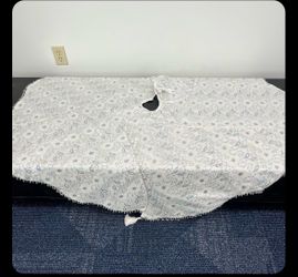 White Iridescent Sequin Tree Skirt – Elegant Holiday Decor