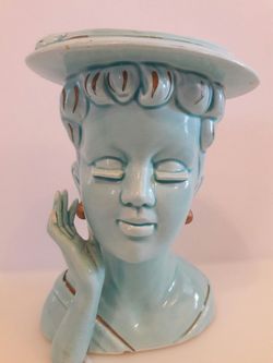 Old 7inch head vase very small chips great color see are others