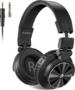 Studio Headphones - DJ Headphones -Professional 40kHz Hi-Res Stereo - Wired Recording Headphone Audio Monitors-1/4 to 3.5mm Audio Jack