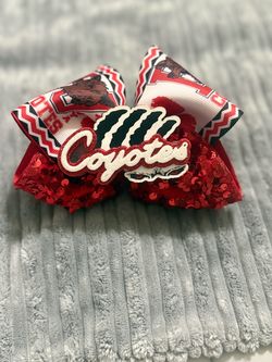Coyotes Cheer Hair Bow Red Sequin