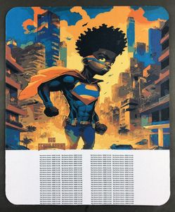 BGB Big Genius Brainz  Black Superhero Soft Gaming Computer Mouse Pad 9.7 X7.9