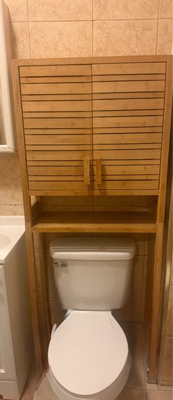 Bamboo over toilet storage
