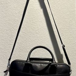 Cole Haan American Airlines Black Leather Attache Slim Briefcase Laptop Bag