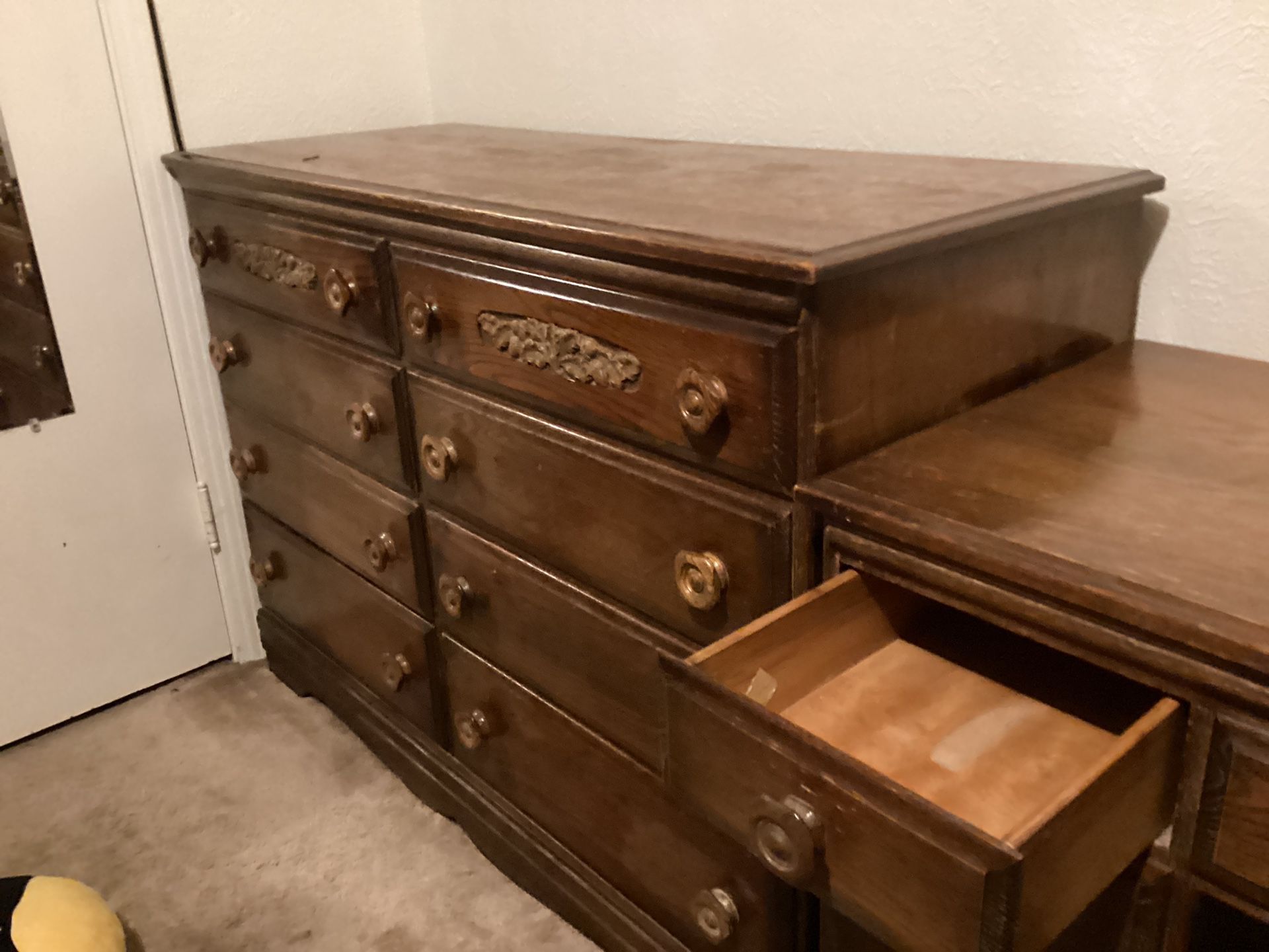 Vintage 1960dresser and Desk.  Solid Wood 