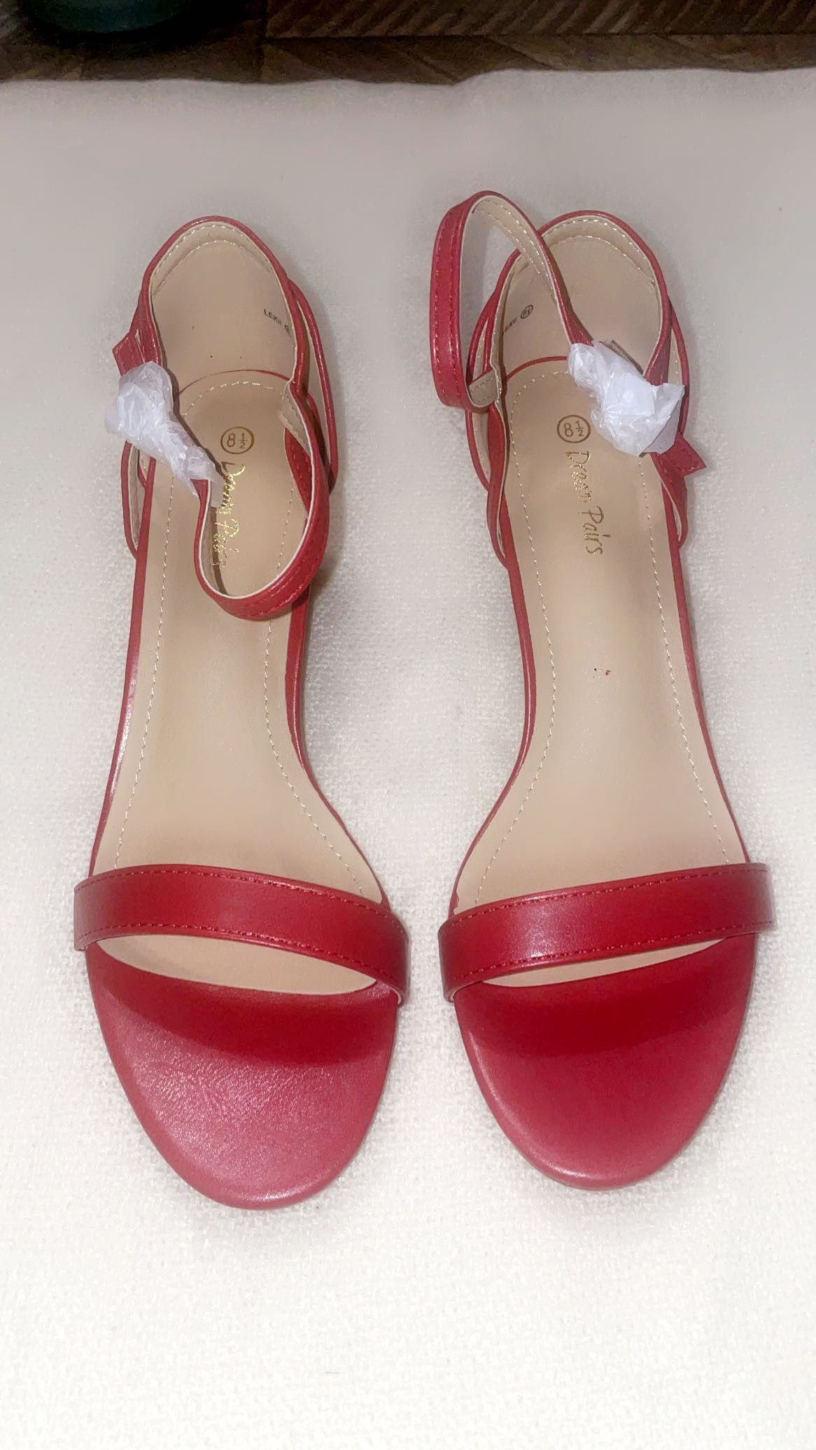 Red Open Toe Heeled Sandals NEW
