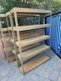 Metal storage with wooden shelf