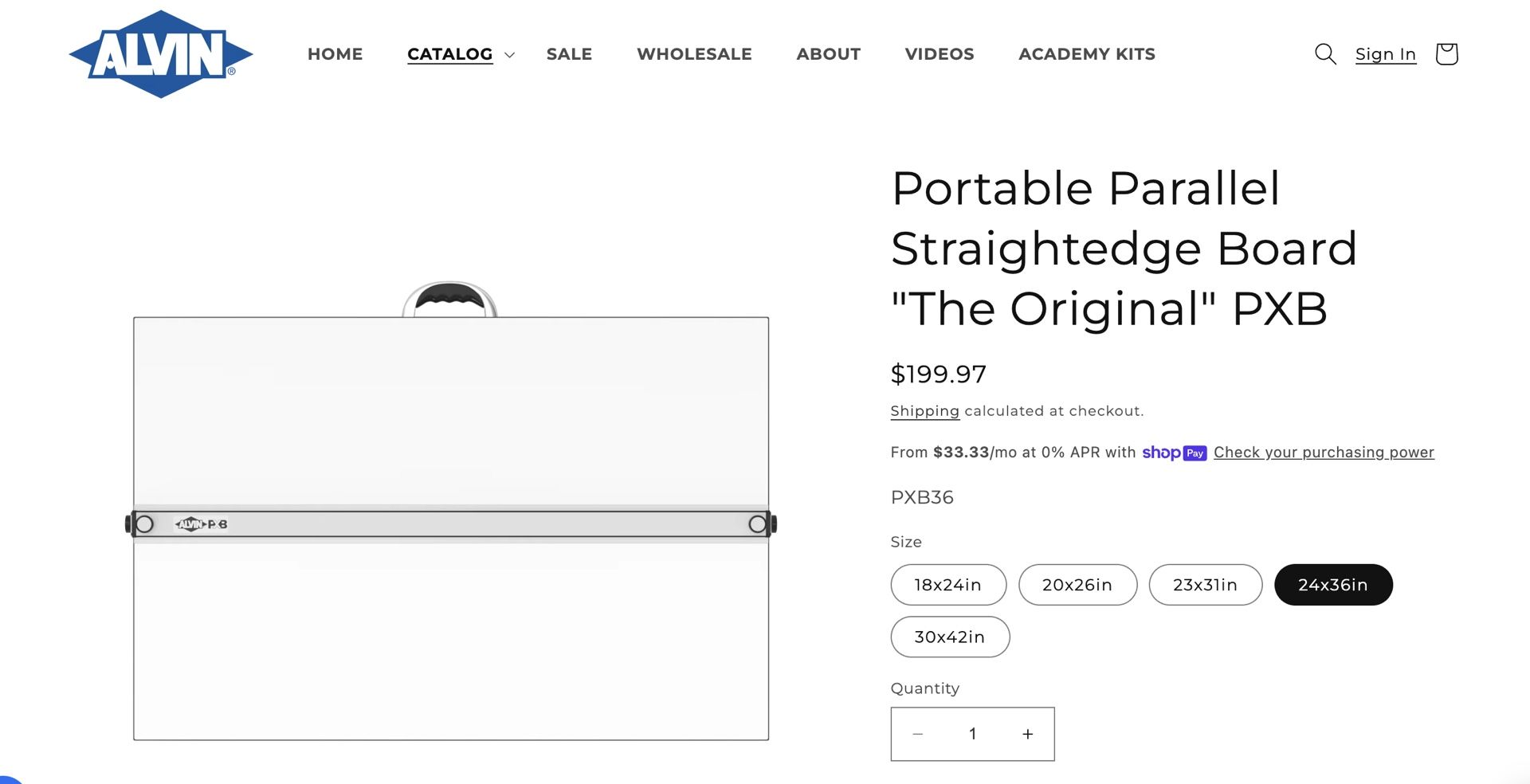 Alvin Portable 24” X 36” Drawing Table