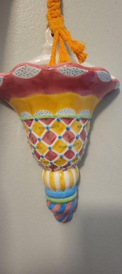 Ceramic WALL POCKET * 6"x9" * Colorful * Vintage * Cottage * Chic
