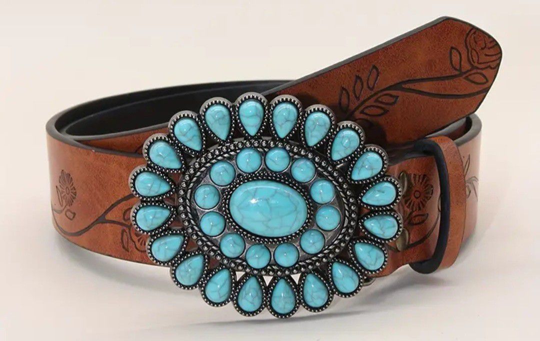 New turquoise color stone belt buckle 3 lengths.  SHIPPING AVAILABLE 