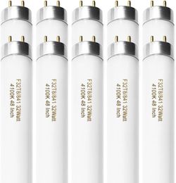 Konideke F32T8/841 32W 4ft T8 Fluorescent Light Bulb, 4100K Cool White (10 Pack)
