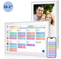 10.1 Inch White WiFi Smart Digital Calendar & Digital Photo Frame, HD Touch Screen Family Schedule Organizer