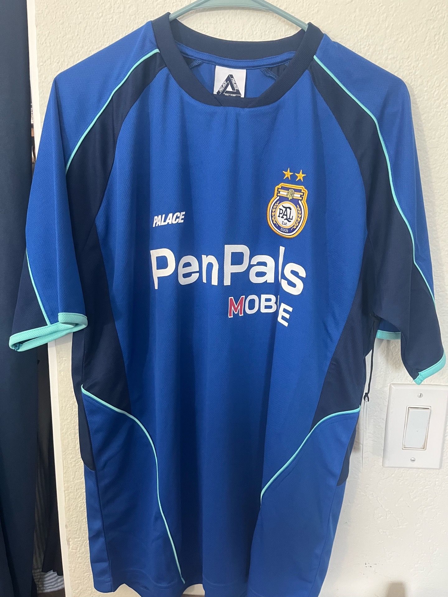 Palace Skateboards Pen Pals Jersey Blue Soccer Football Men's Size M Medium 9