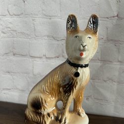 Vintage Ceramic German Shepherd Figurine Made In Brazil Limited Edition Dog Cute