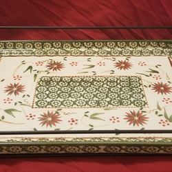 Temptations OLD WORLD POINSETTIA Tray with Metal Carrying Rack